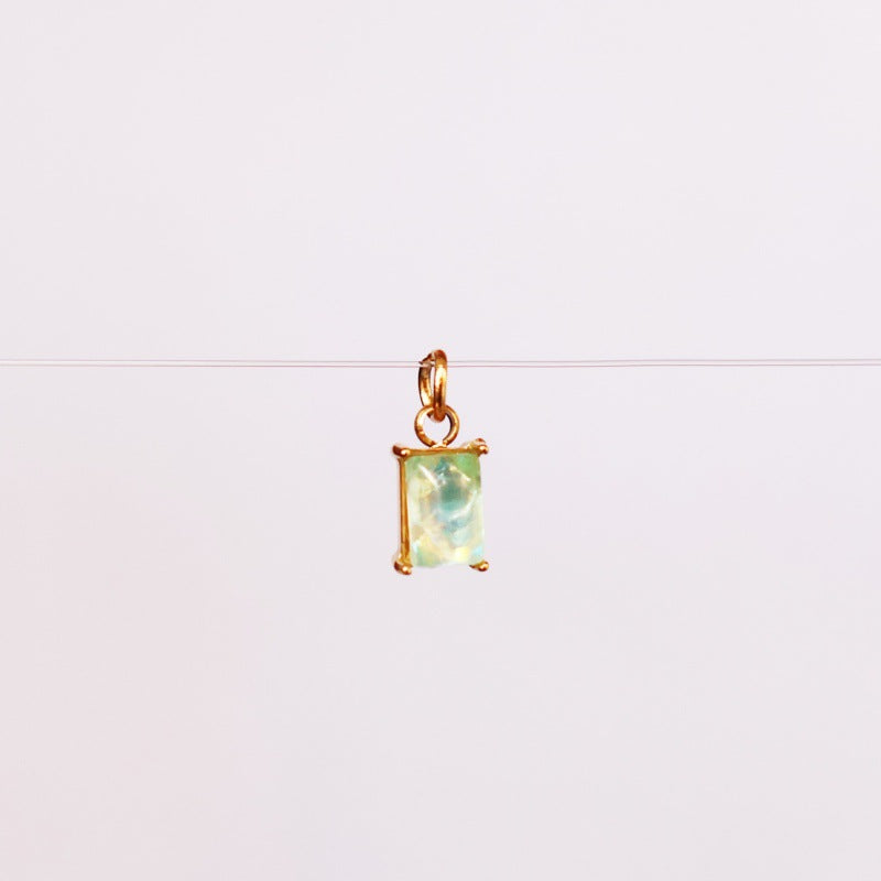 Wholesale stainless steel DIY twelve birthday stones colored zircon lock 18K gold plated pendant