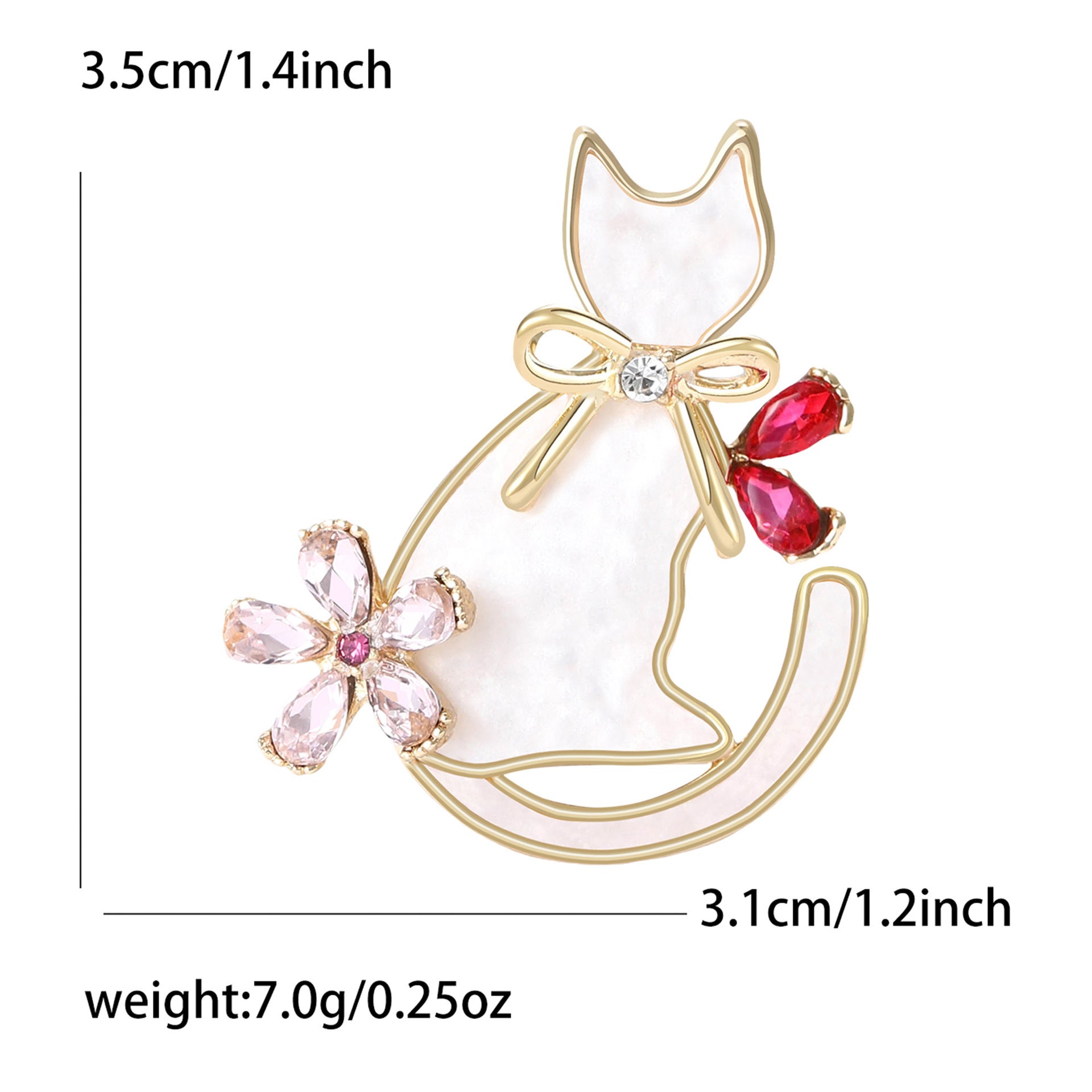 Wholesale Gold Tone Alloy Cat Brooch Rhinestone Cute Cartoon Design Women S Fashion Accessory Trendy Boutique Party Gift