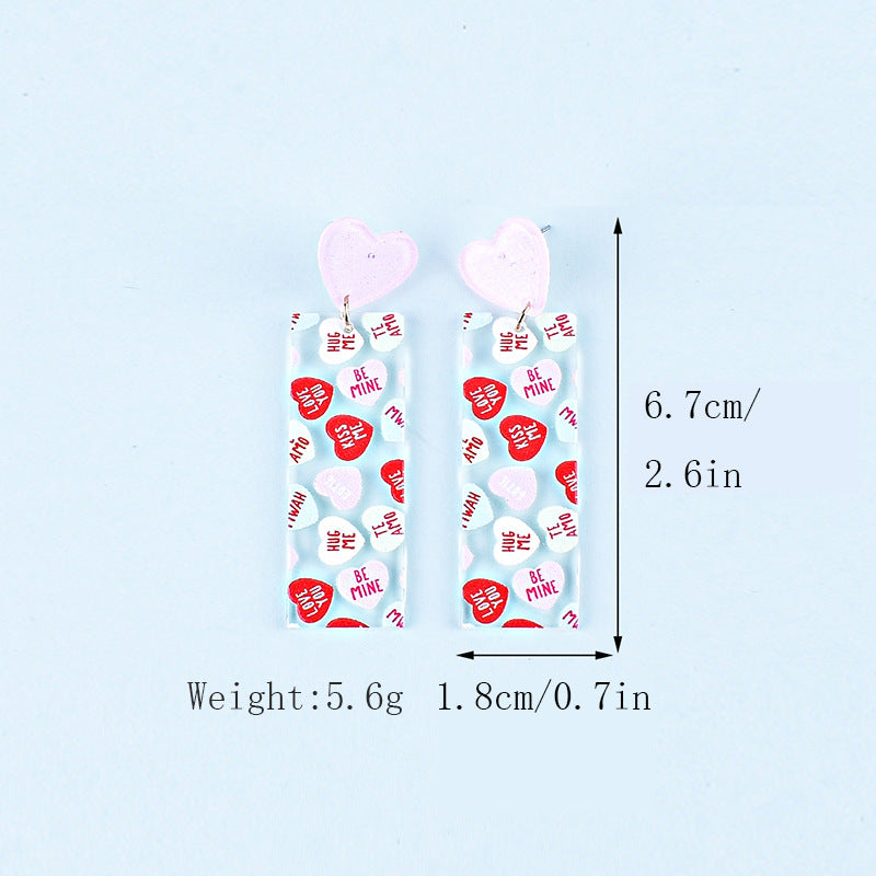 Wholesale Valentine' s Day Acrylic Heart Earrings
