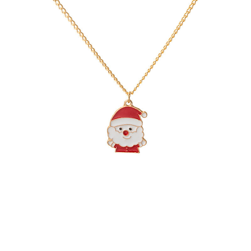Wholesale Christmas Cartoon Oil Dripping Elk Snowman Bell Necklaces ACC-NE-MDD002