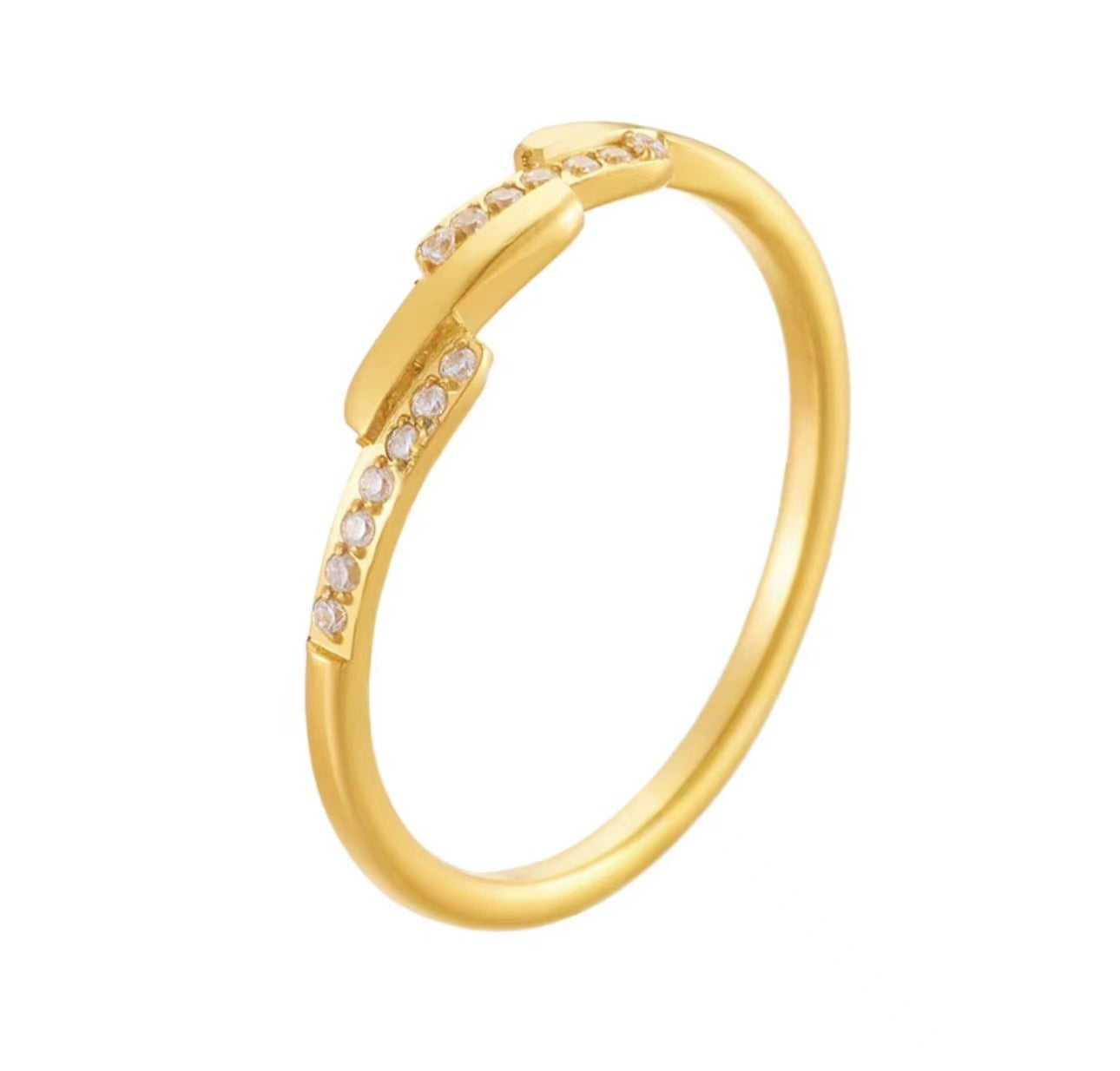 Wholesale  step-type oblique row micro diamond rose gold ring