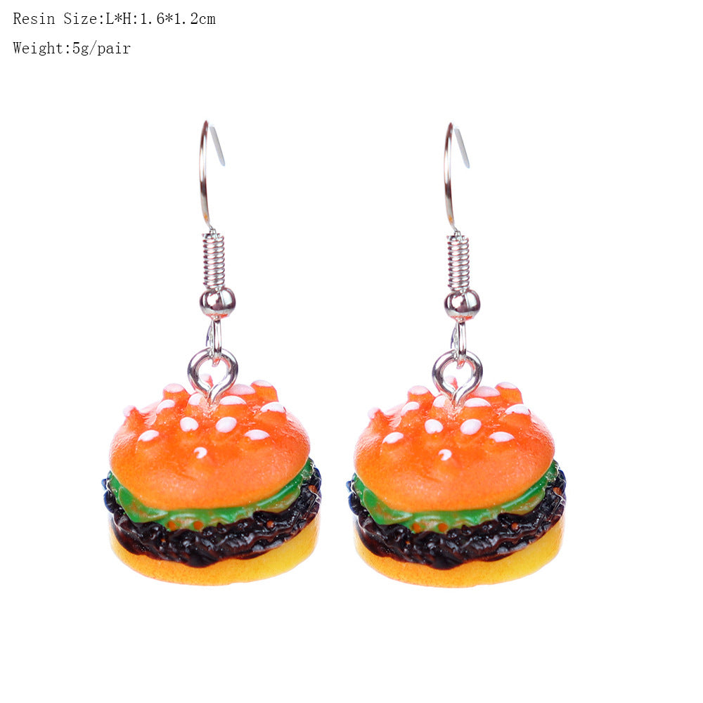 Wholesale  fun  simulation food and play beef hamburger earrings