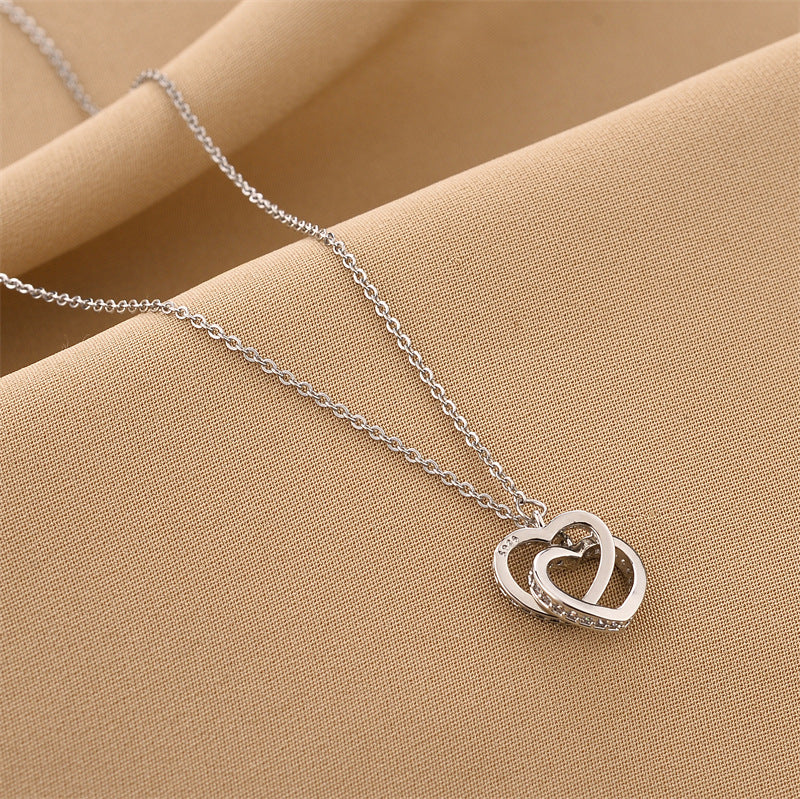 Wholesale Double Love Pendant Titanium Steel Necklace ACC-NE-Chengy007