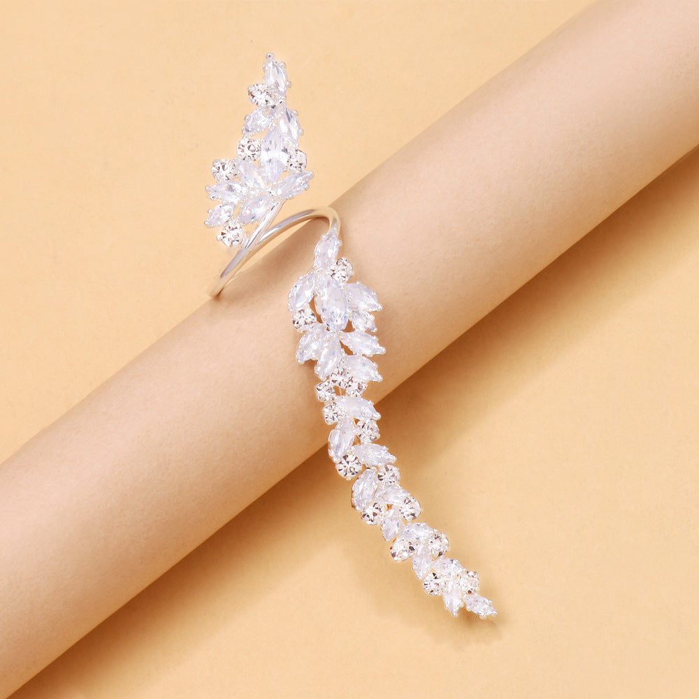 Wholesale Zircon Ring  Leaf Open Ring