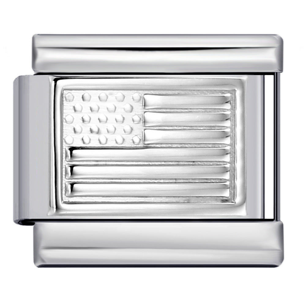 Wholesale  Italian modular  Convex silver stamped pattern DIY titanium steel bracelet