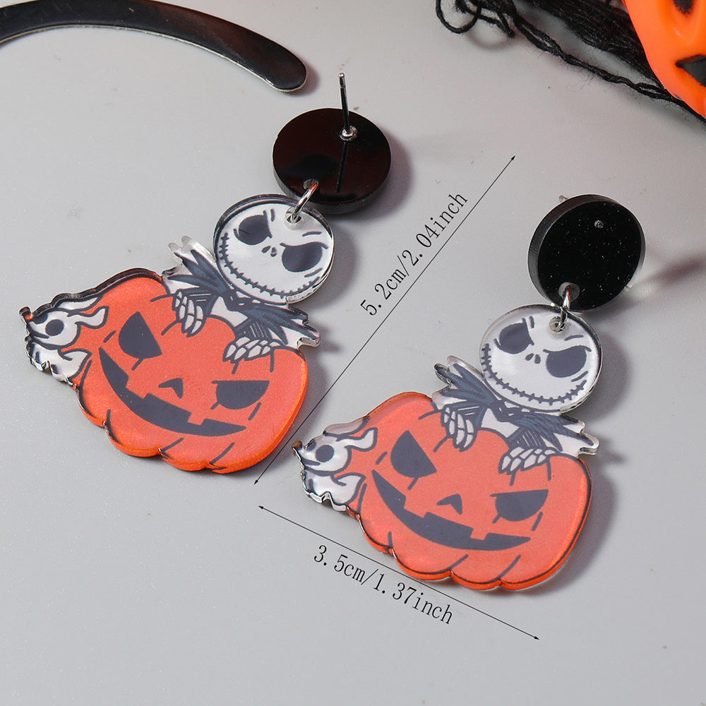 Wholesale Halloween Acrylic Nightmare Before Christmas Print Earrings ACC-ES-Haoc001