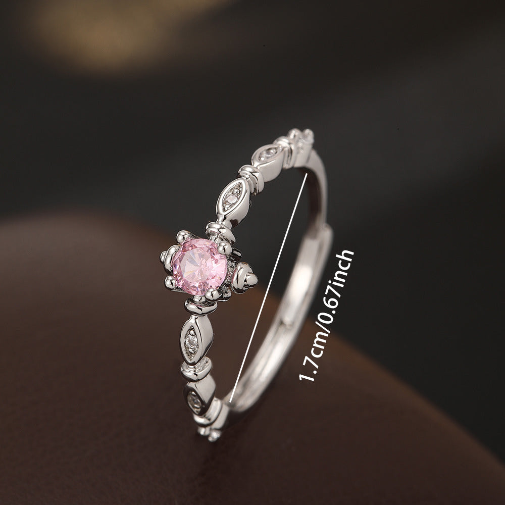 Wholesale Snowflake Geometric Open Ring For Women Silver Pink Zircon Stone Electroplated Fashion Accessory For Everyday Wear And Boutique Resale