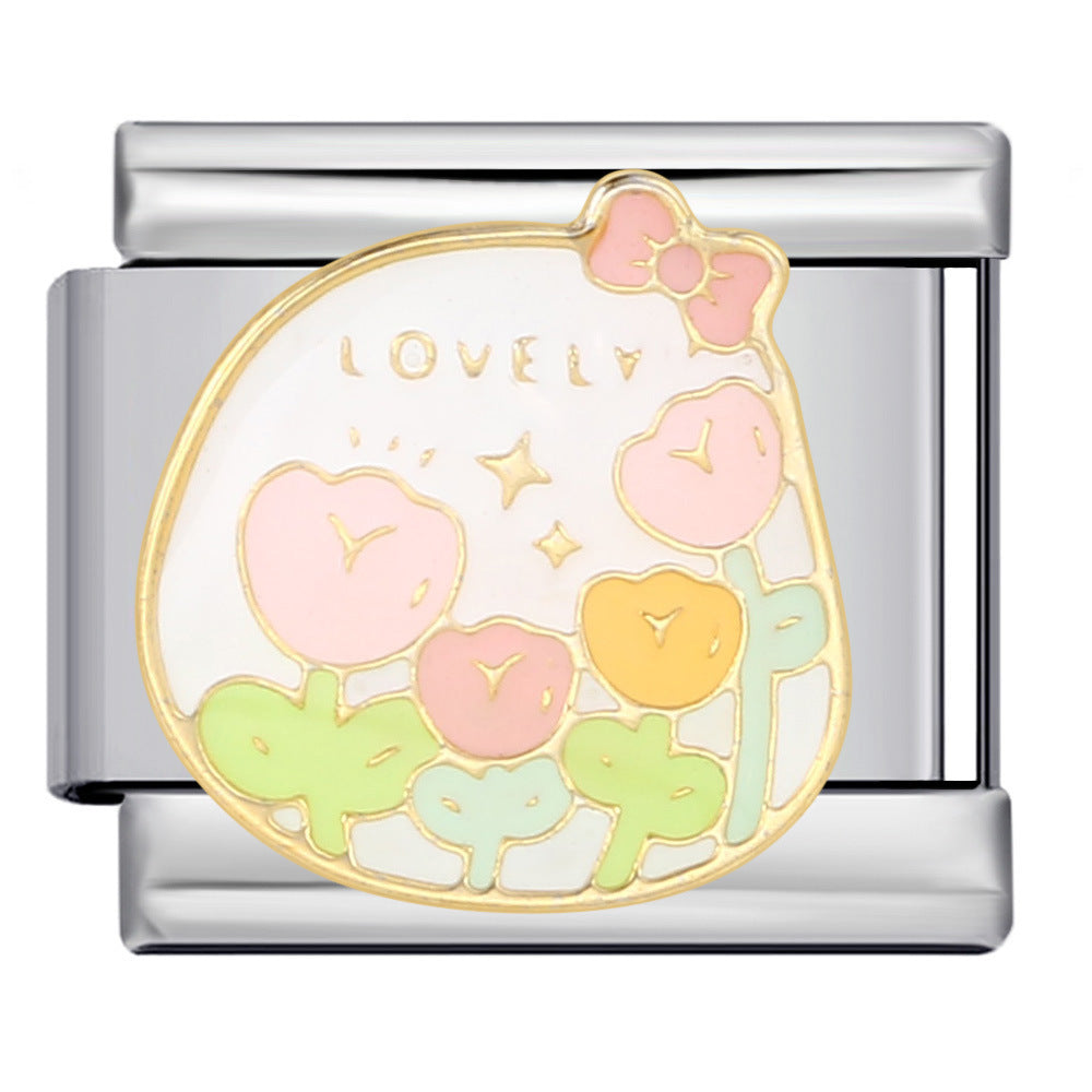 Großhandel 5pcs Italienisches Charmalme Armband 9mm DIY Spleißen Blumenkollektion Edelstahl mit komponierbarem Armband