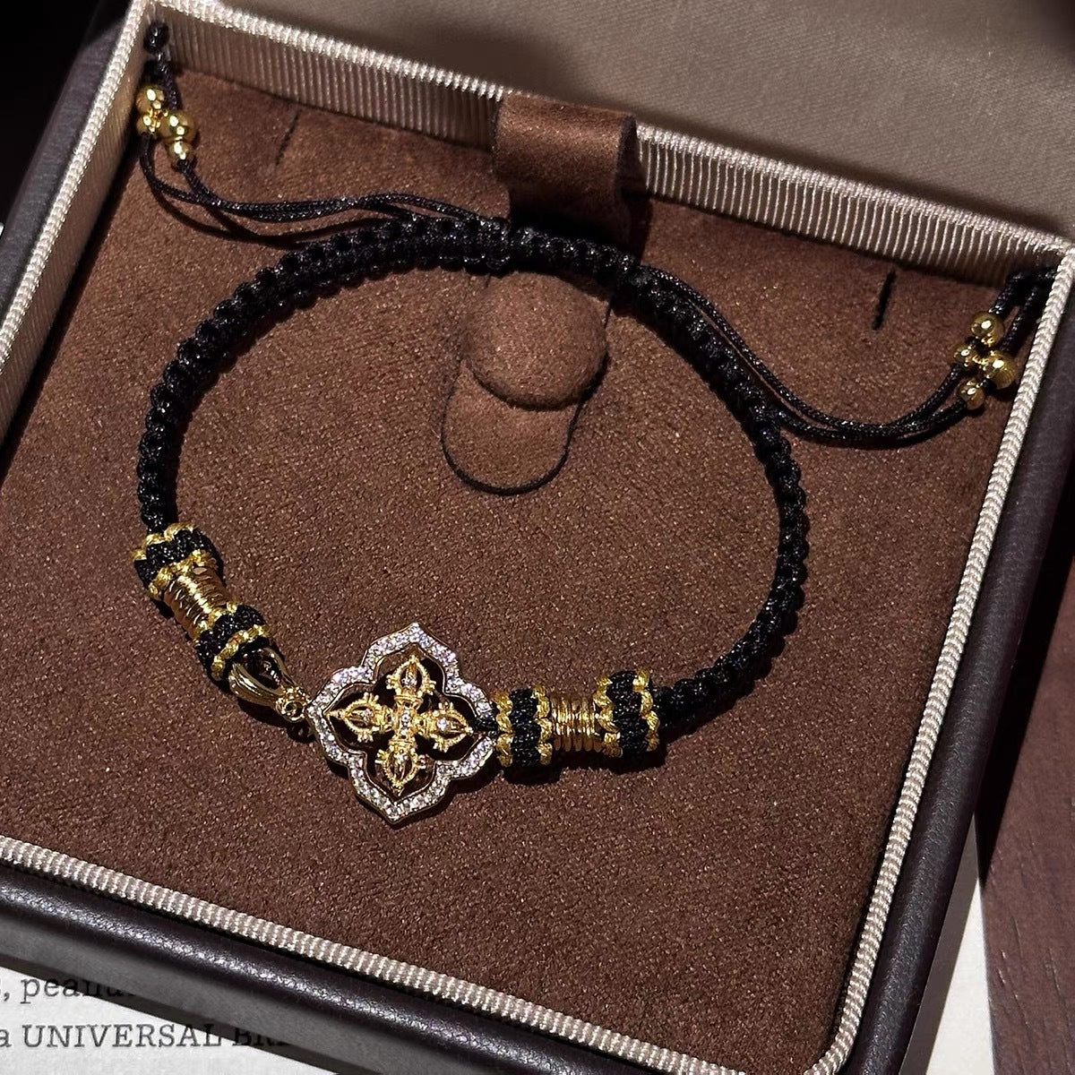 Wholesale Retro Black Gold Vajra Cross Handwoven Bracelet Women S Brass Jewelry Gift