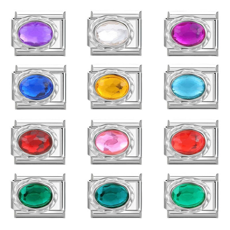 Wholesale 9mm Italian Charm Starter Bracelets DIY Imitation Gemstone Stainless Steel Composable Bracelet