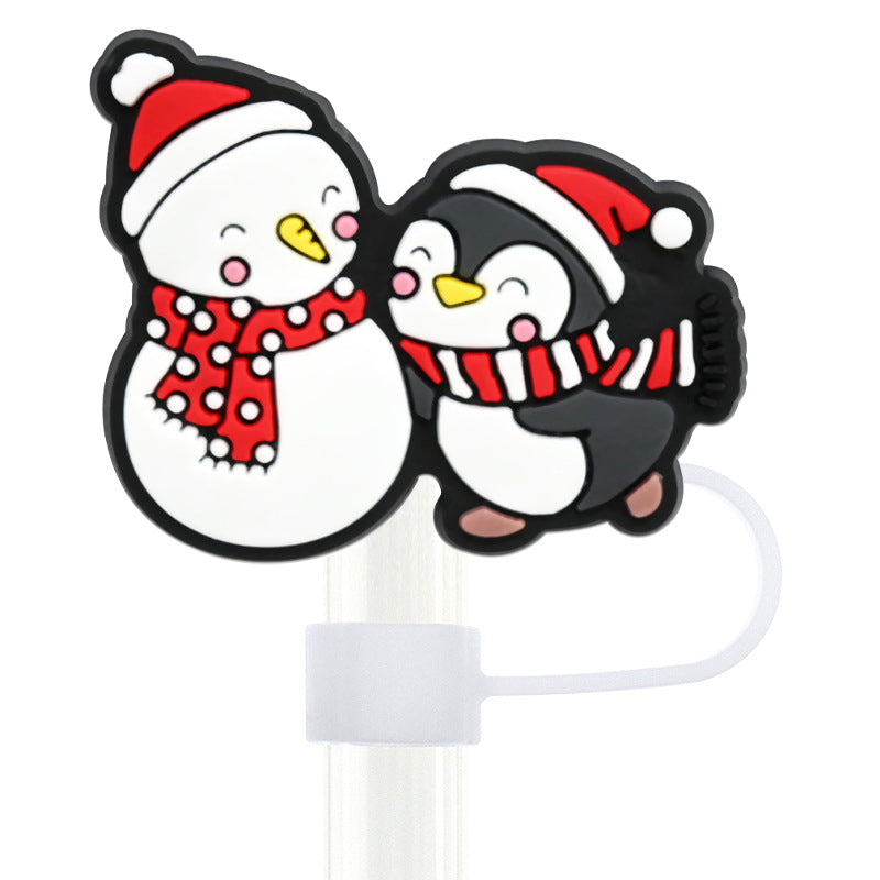 Wholesale Random 100pcs Christmas 10mm PVC Soft Straw Tube Cap ACC-SCR-RYY078