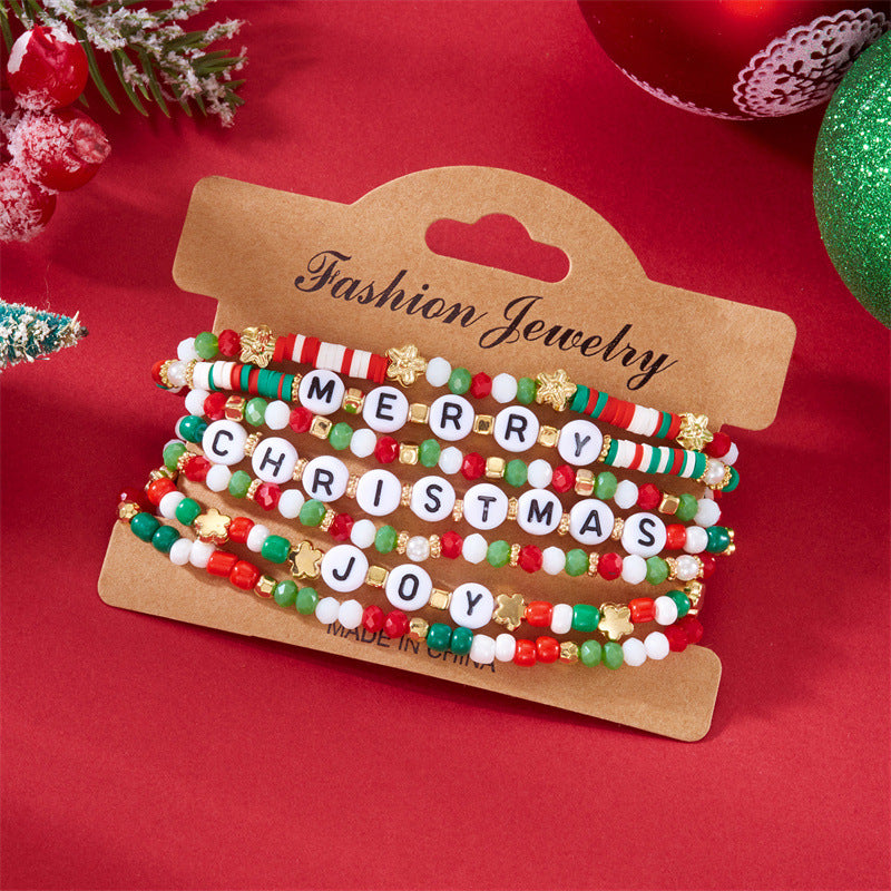 Wholesale Christmas soft ceramic multi-layer cartoon  bell bracelet