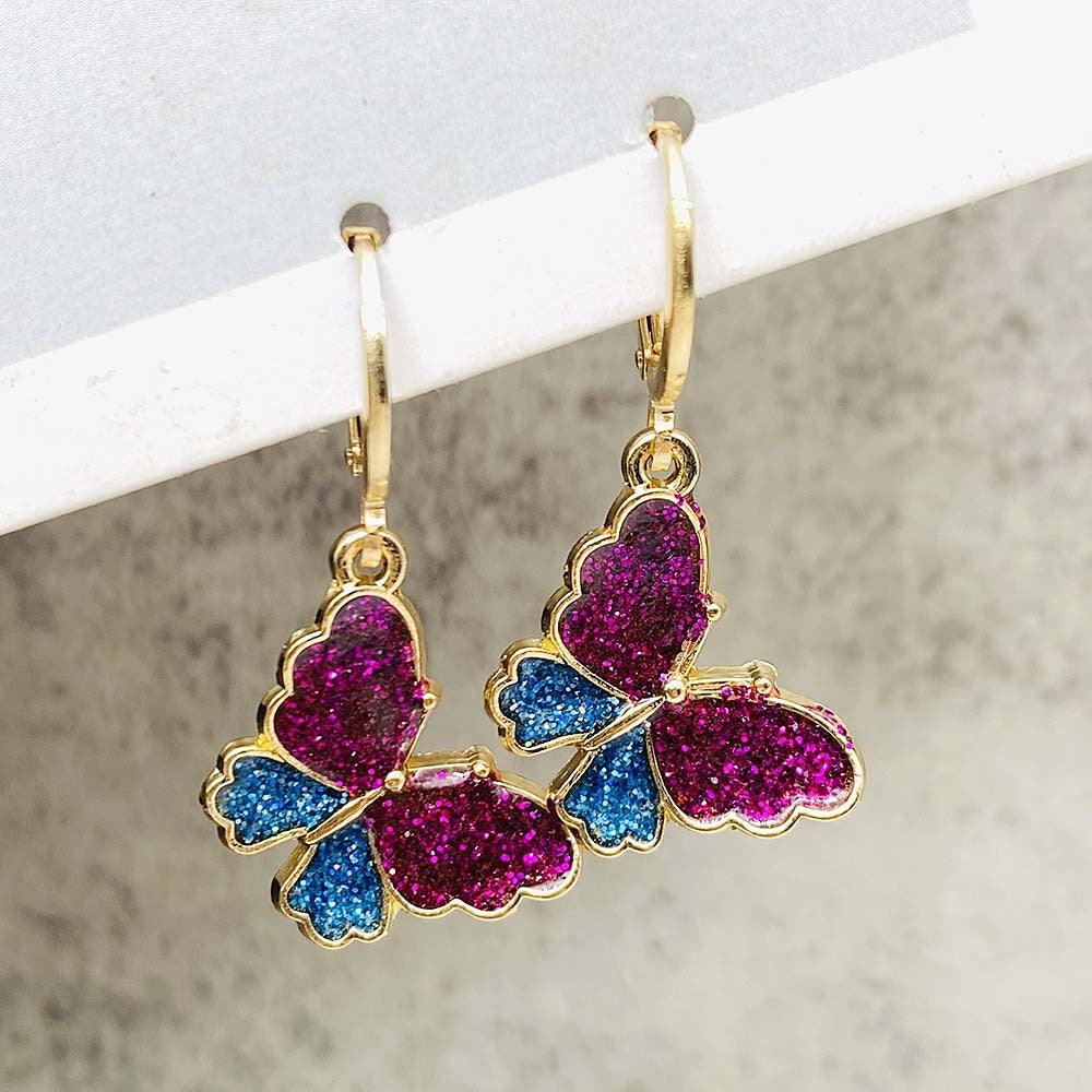 Wholesale Colorful Glitter Butterfly Earrings