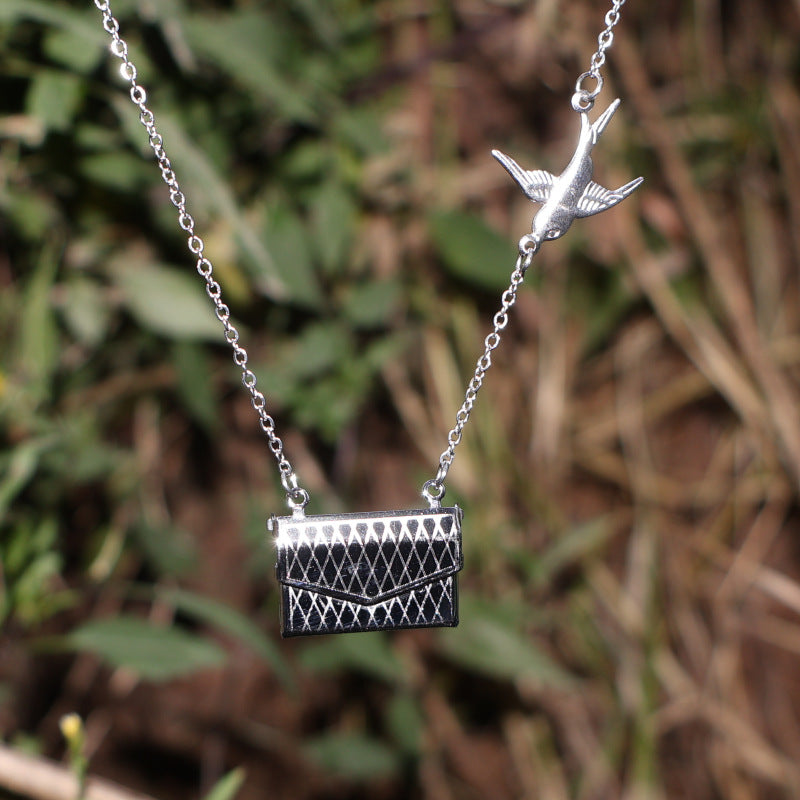 Wholesale Stainless Steel Flying Pigeon Love Letter Envelope Necklace