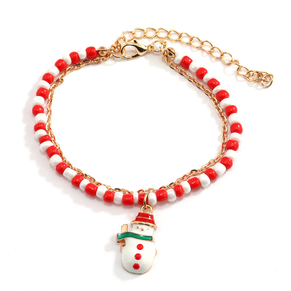 Wholesale Christmas Santa Claus Snowman Socks Cane Bracelet ACC-BT-DingZhou001