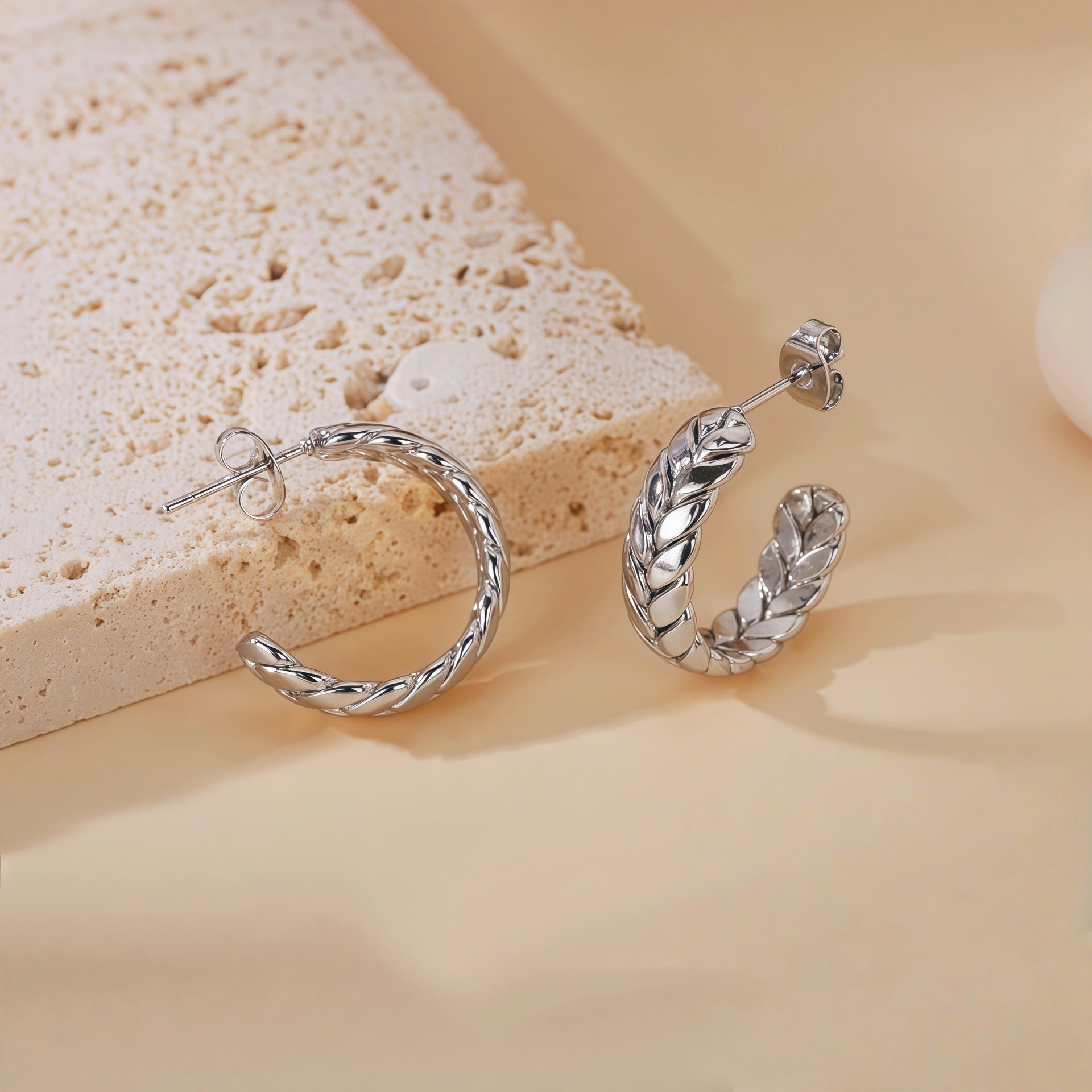 Wholesale Titanium Steel Wheat Ear Earrings