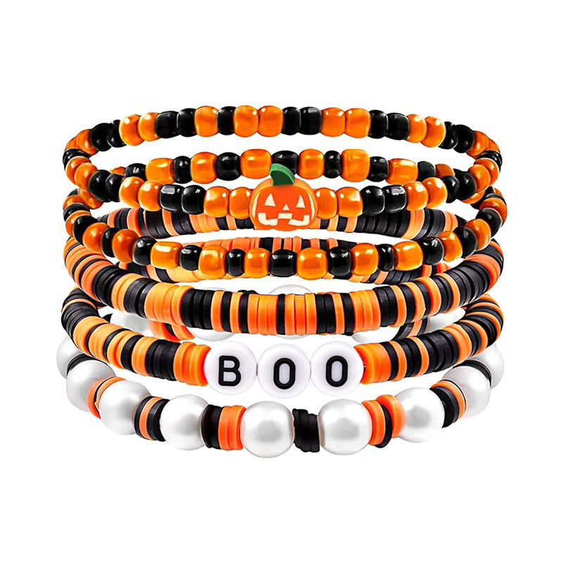 Wholesale Halloween Soft Ceramic Rice Beads 4mm Pumpkin Resin Bracelet ACC-BT-Xiny022