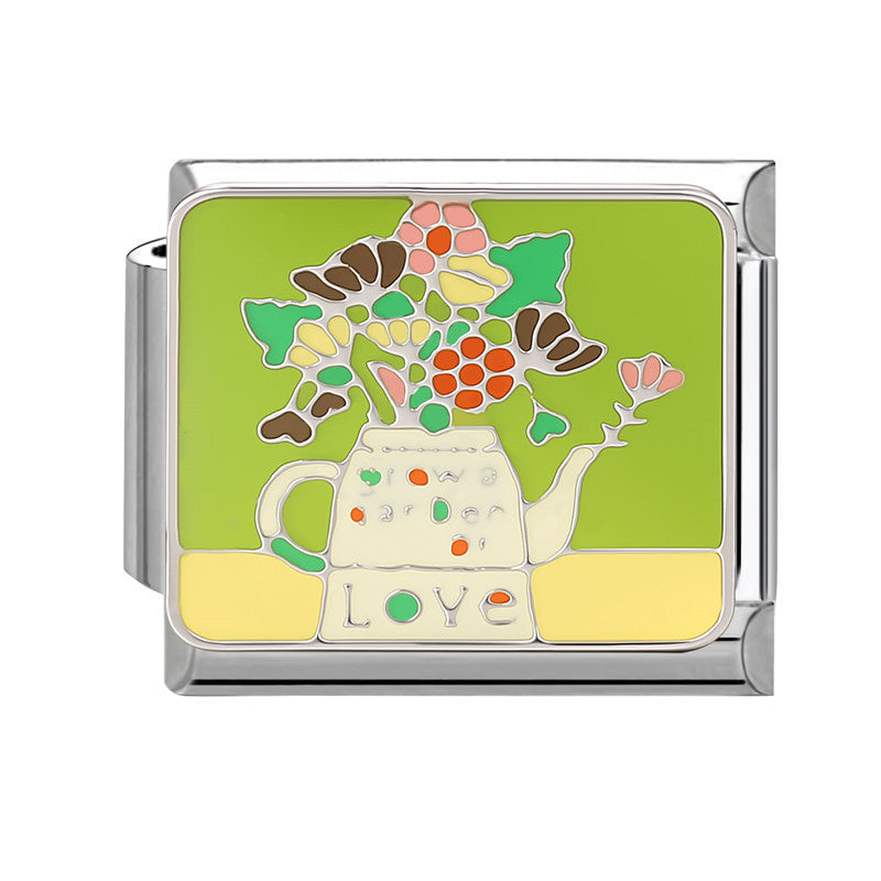 Wholesale 9mm Italian Charm Starter Bracelets DIY square Single Section Creative Stainless Steel Composable Bracelet