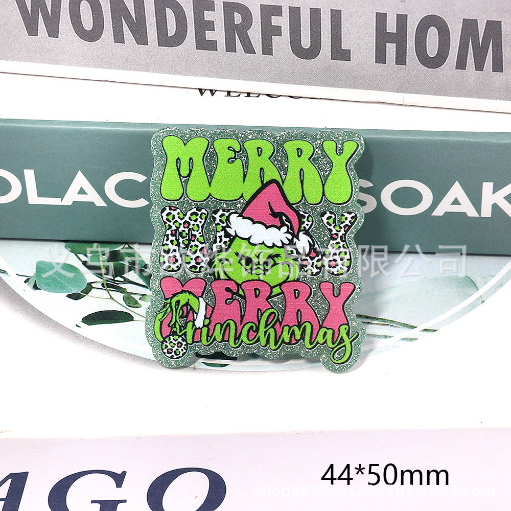 Wholesale 10pcs DIY Flatback Cartoon Christmas Acrylic Flatback Badge Reels Retractable Keychain DIY Accessories