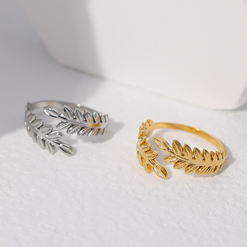 Wholesale Leaf Heart Shape Open Stainless Steel Rings ACC-RS-Manguo005