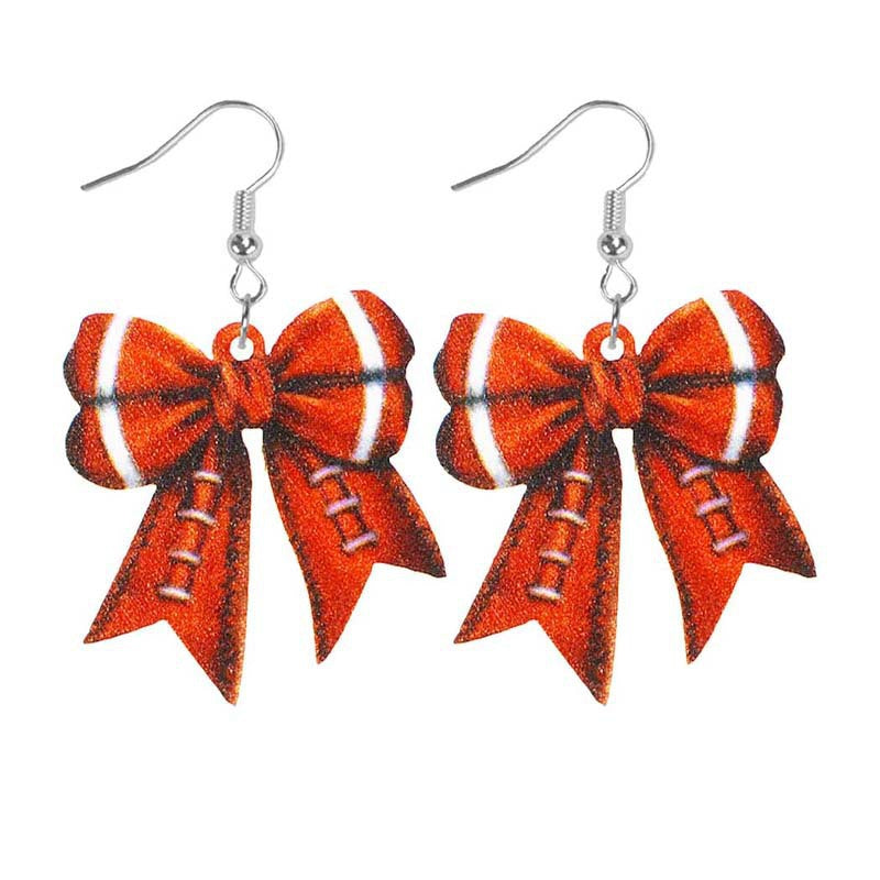 Wholesale Sports Style Baseball Basketball Football Football Football Volleyball Bowtie Shape Women Acrylic Earrings