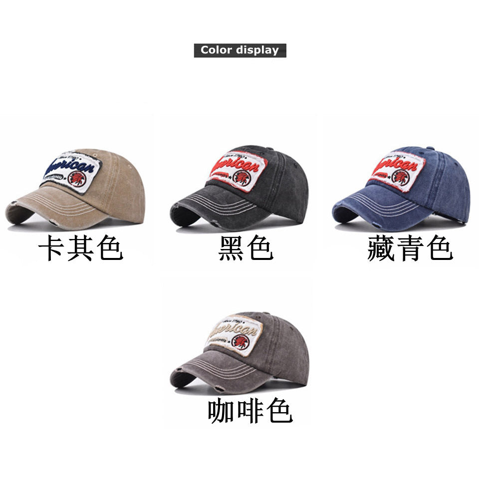 Wholesale Casual Cotton Baseball Cap With Washed America Flag Embroidery Adjustable Breathable Resale