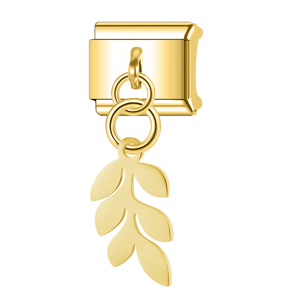 Wholesale Italian Charm Bracelet 9mm DIY Splicing Hollow Gold Pendant Stainless Steel Composable Bracelet