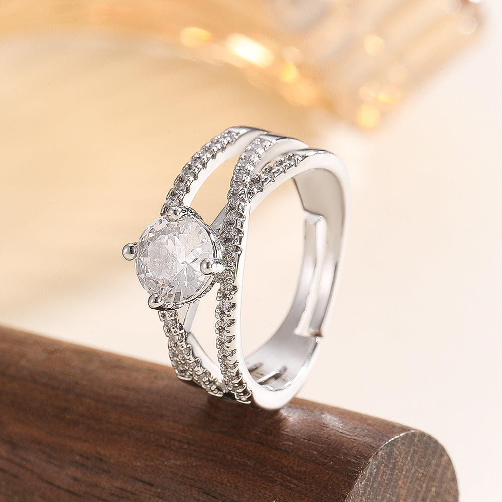 Wholesale Trendy Coil Design Adjustable Open Ring Moissanite Silver Jewelry For Everyday Wear Gift
