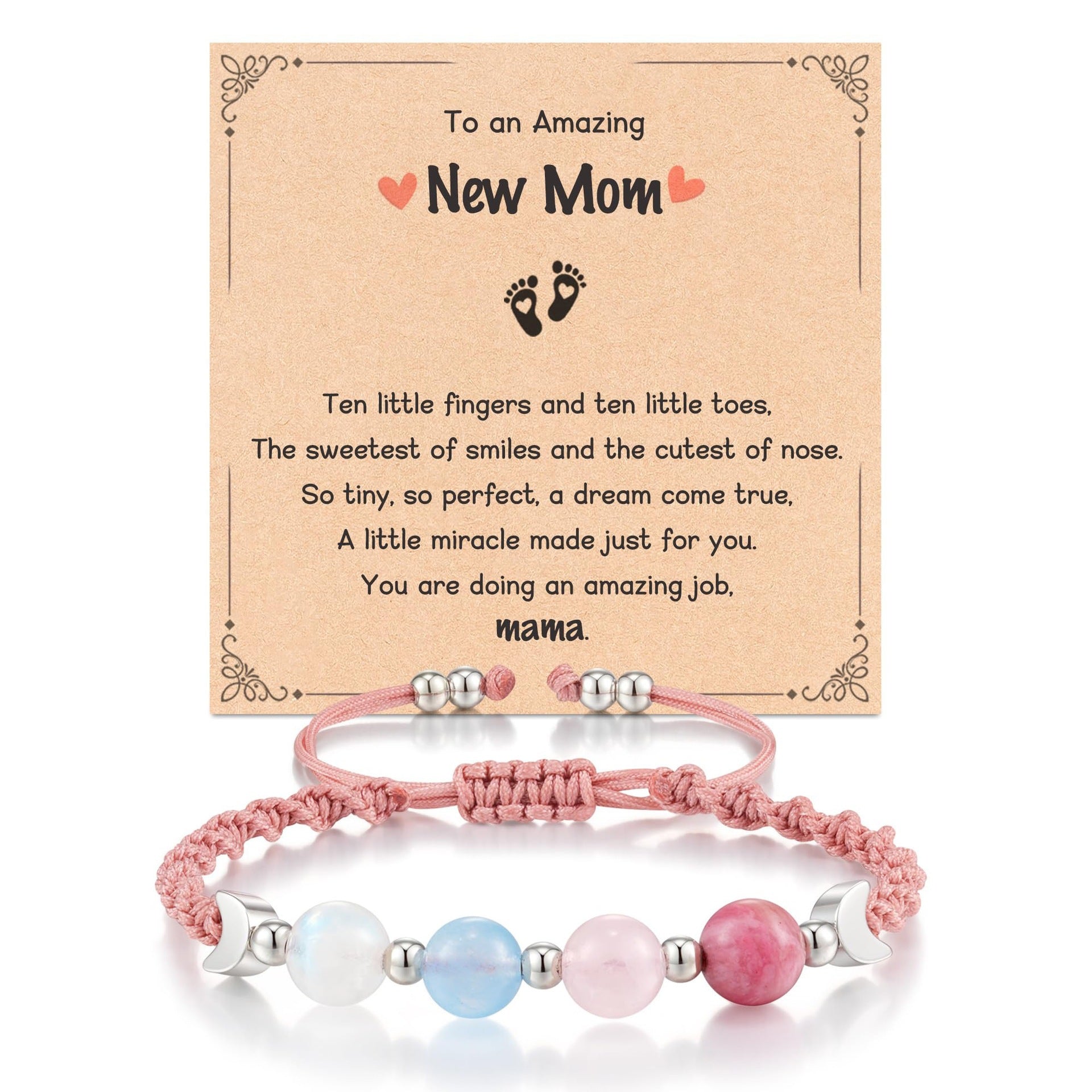 Wholesale Stylish Moon Phase Natural Crystal Bracelet Handmade Adjustable Unisex Jewelry Gift For Everyday Wear Casual Fashion Accessory