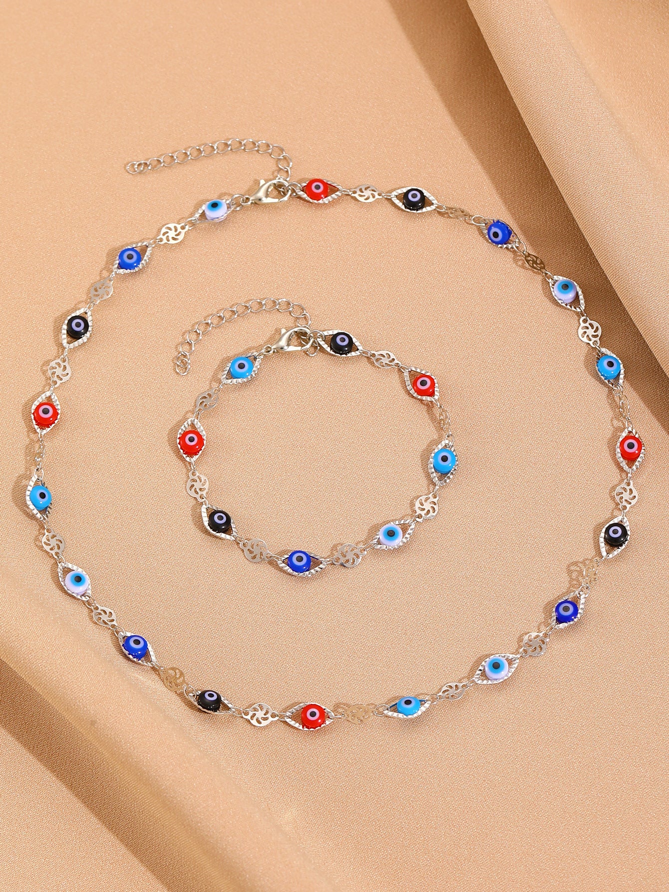 Wholesale  Color Love Bracelet Necklace Personalized Alloy Heart-shaped Dopamine Bracelet