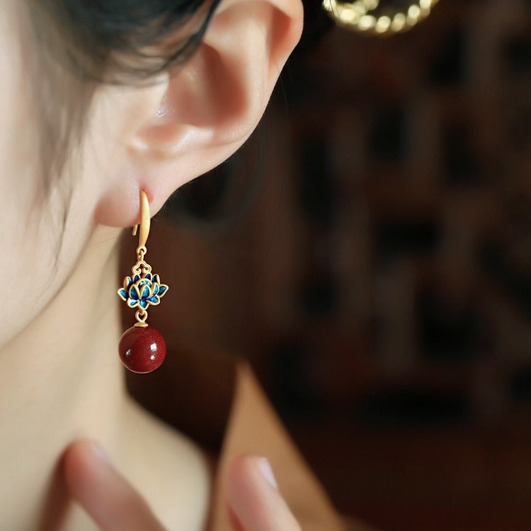 Wholesale Vermillion Lotus Earrings