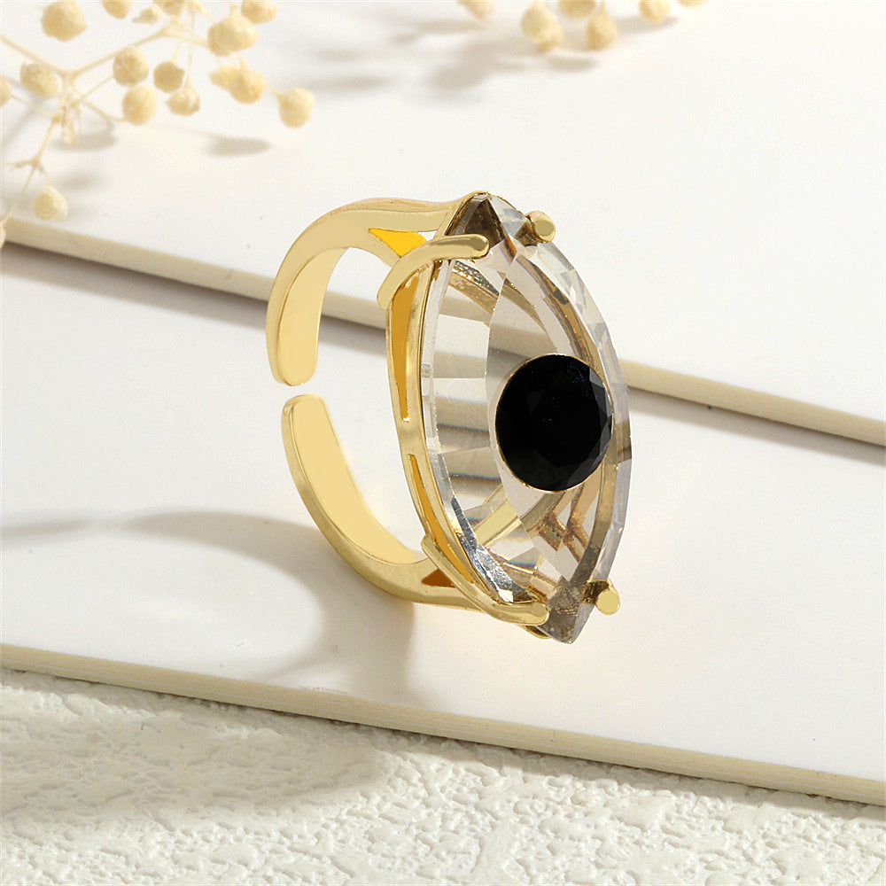 Wholesale Glass Evil Eye Ring for Women,  Opening Adjustable Geometric Design,  Trendy Jewelry Accessory for Everyday Wear or Boutique Resale