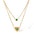 Wholesale Retro Emerald Love Pendant Stainless Steel Double Layer Stacked Necklace