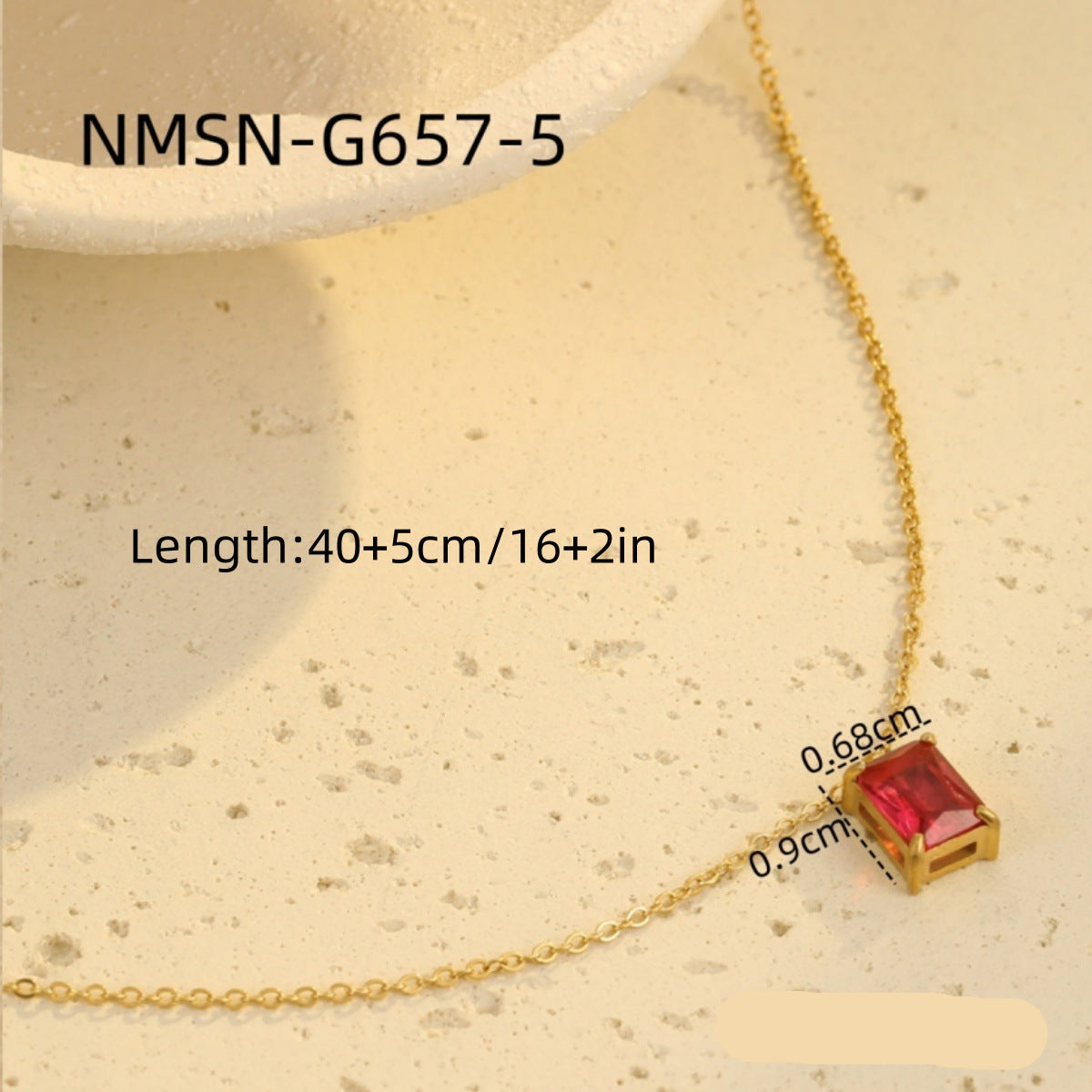 Wholesale Light Luxury  Stainless Steel Necklace Square Zircon Pendant  Clavicle Chain