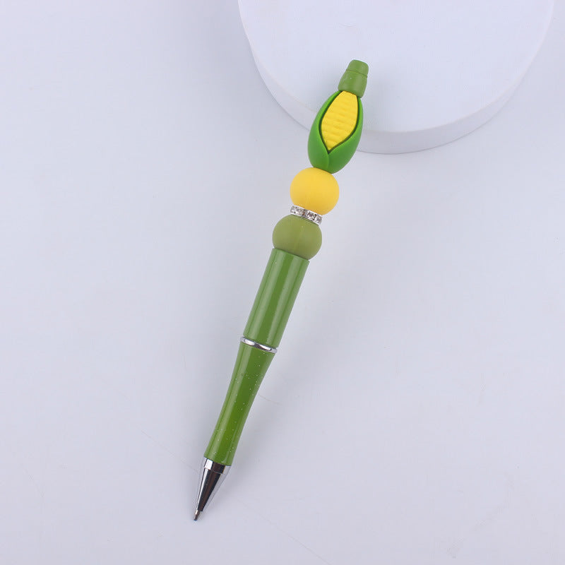Wholesale  creative handmade cartoon fruit silicone color plastic beaded pen