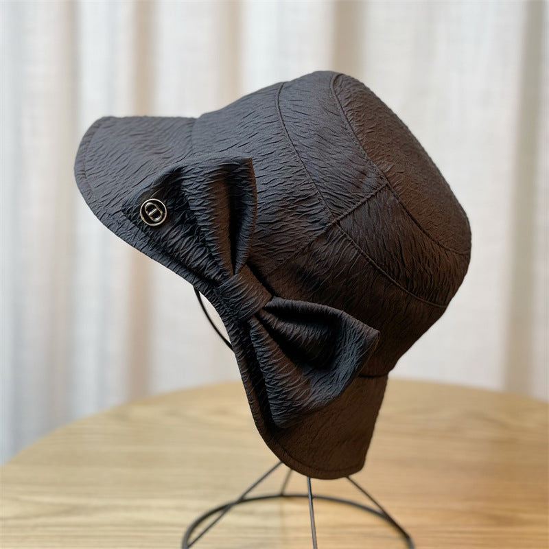 Wholesale Simple black and white bow bucket hat