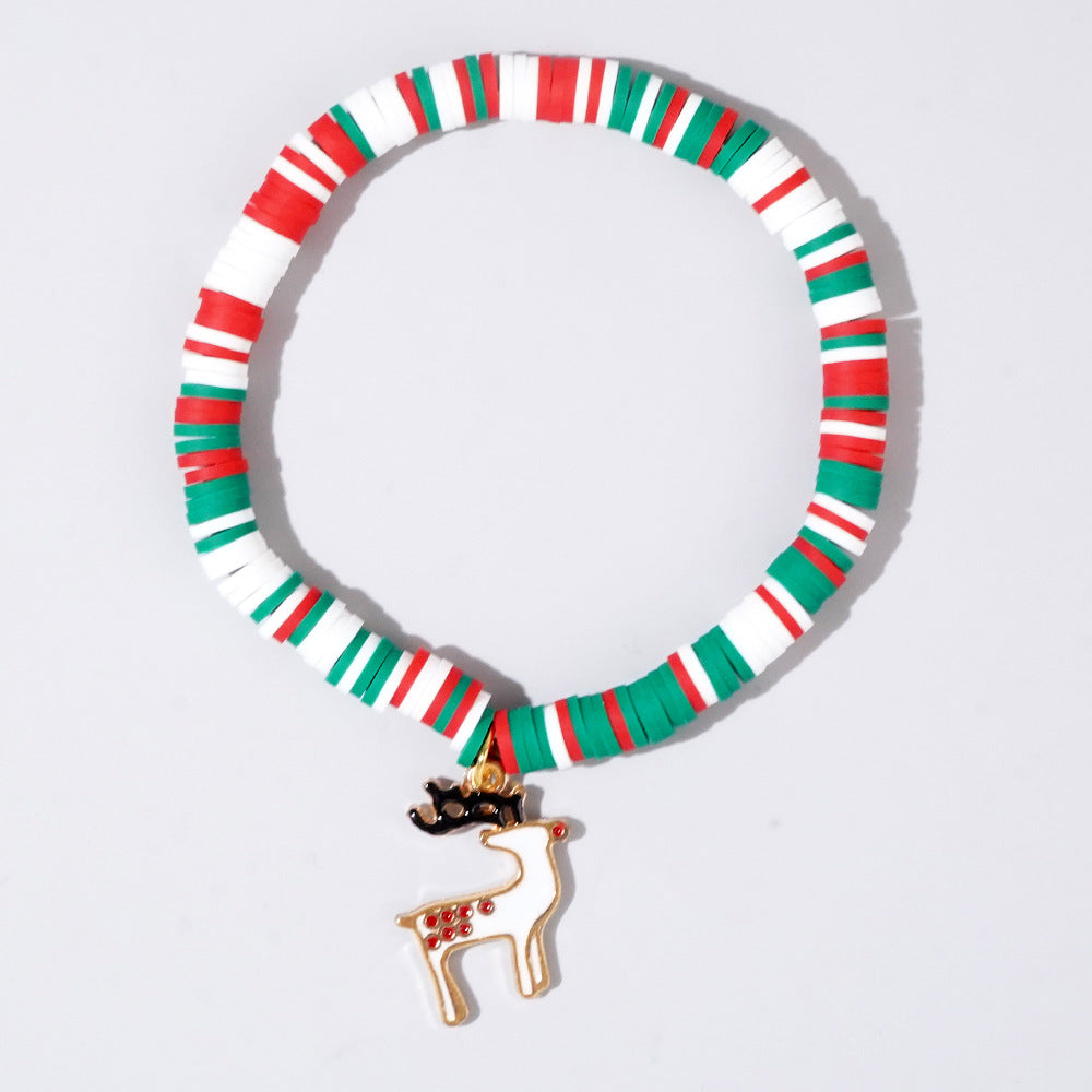 Wholesale Christmas Alphabet Apple Copper Beads Ceramic Beaded Bracelet Set ACC-BT- GWL001