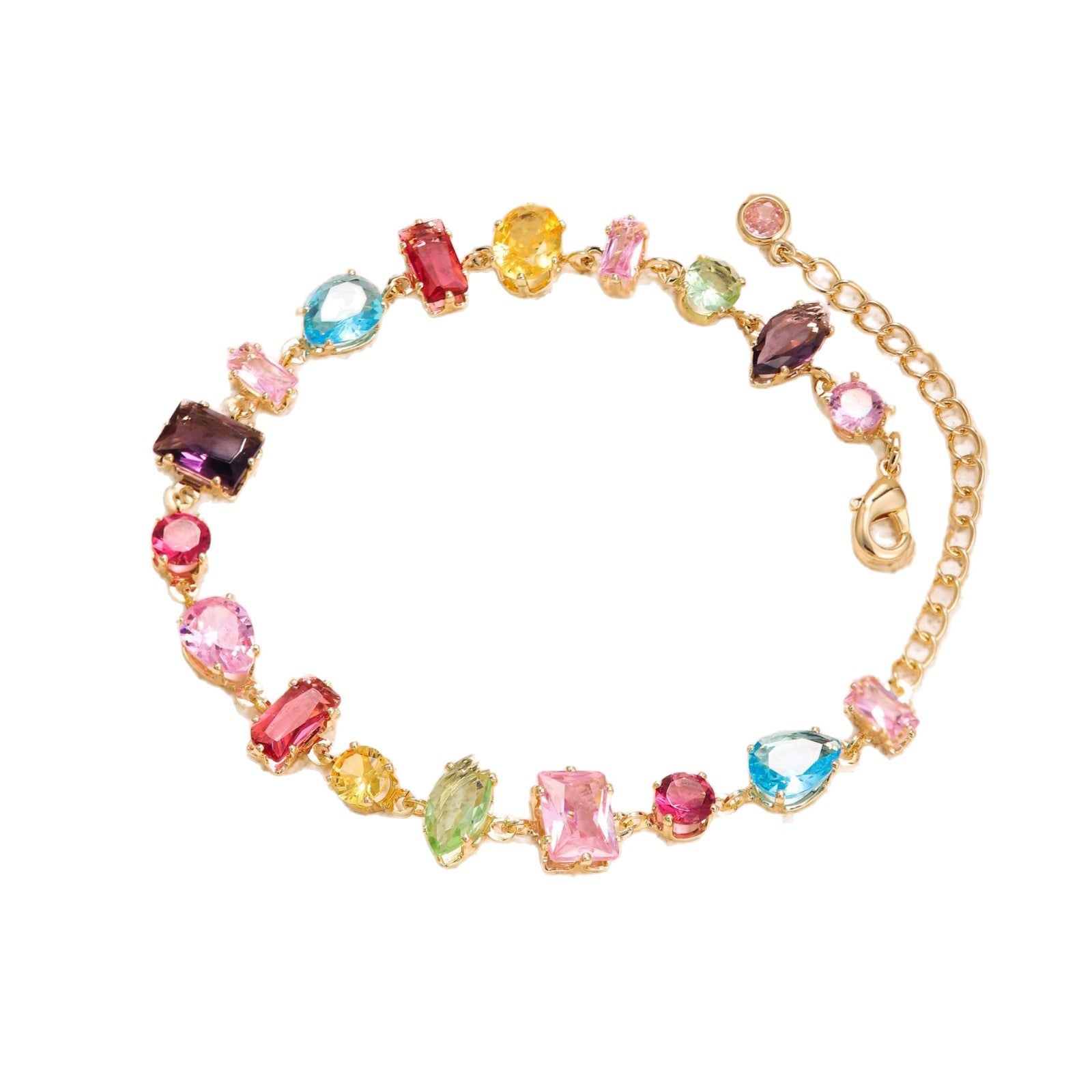 Wholesale Copper Zircon Bracelet Rainbow Geometric Design Women' s Jewelry Accessory