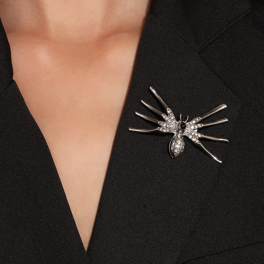 Wholesale Gothic Dark  Brooch with Black Zircon Inlay Trendy Pin for Coat Suit