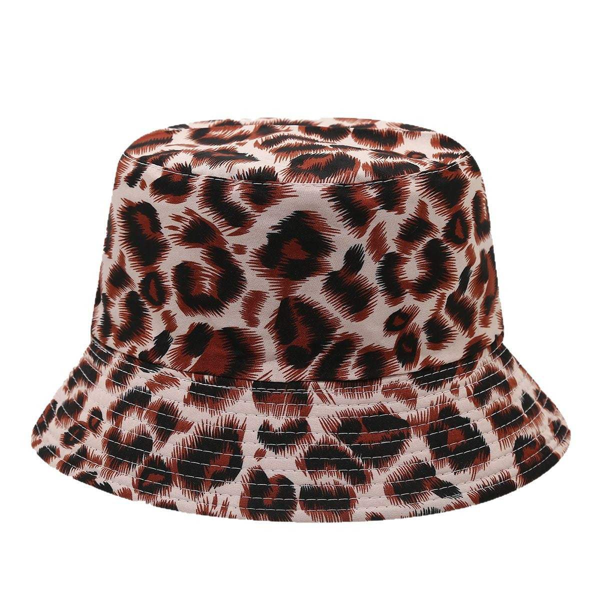 Wholesale  Leopard Pattern Double-sided Basin Hat Fisherman Hat Bucket Hat
