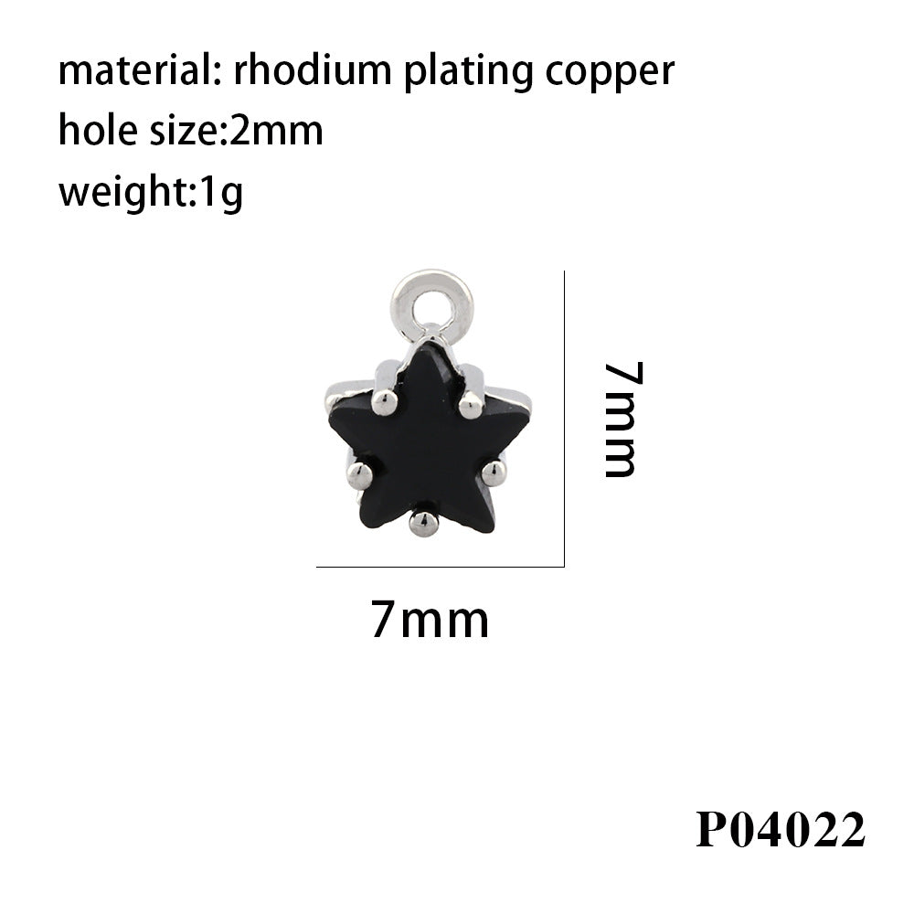 Wholesale 18K gold-plated micro-paved colorful five-pointed star zircon pendant