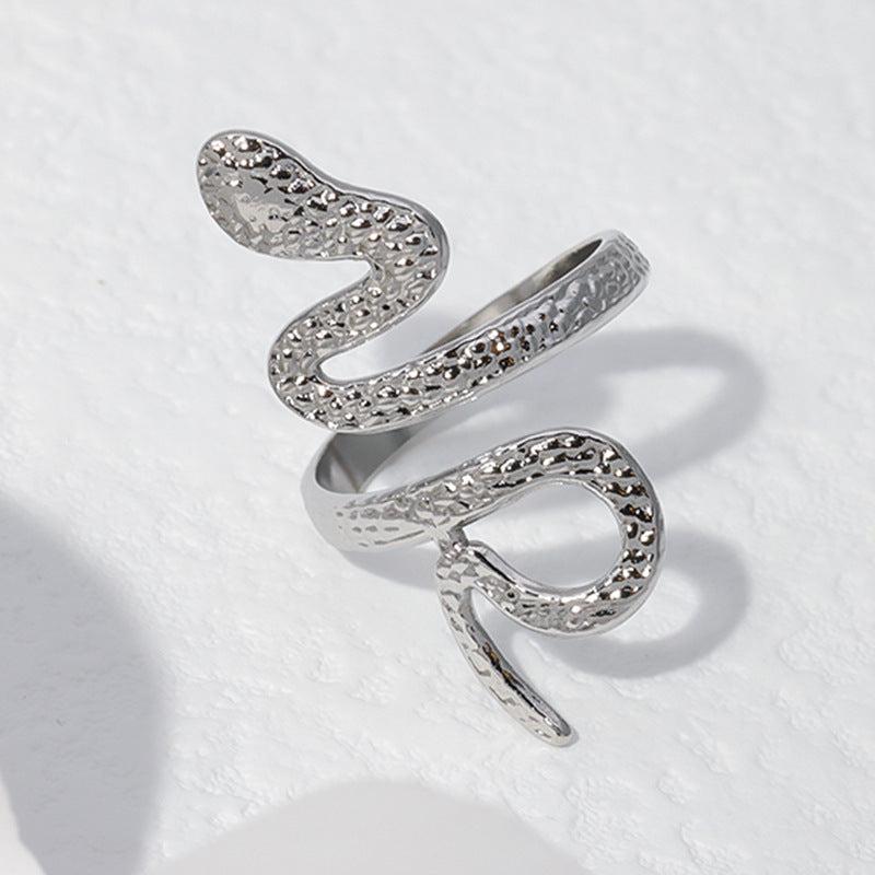 Wholesale Snake Design Adjustable Stainless Steel Ring Unisex Everyday Jewelry Fashion Accessory Gift