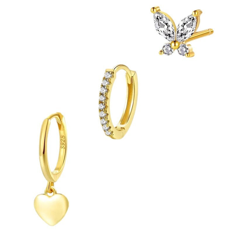 Wholesale 6pcs Copper Plated Real Gold Micro-paved Zircon  Earrings