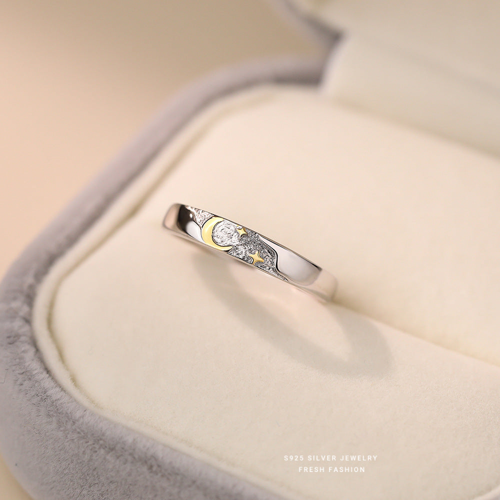 Wholesale Sun, Moon and Stars Couple Ring s925 Sterling Silver  Adjustable Rings