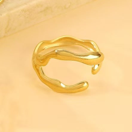 Anello di apertura a trama irregolare con goccia d'olio in acciaio inossidabile all'ingrosso