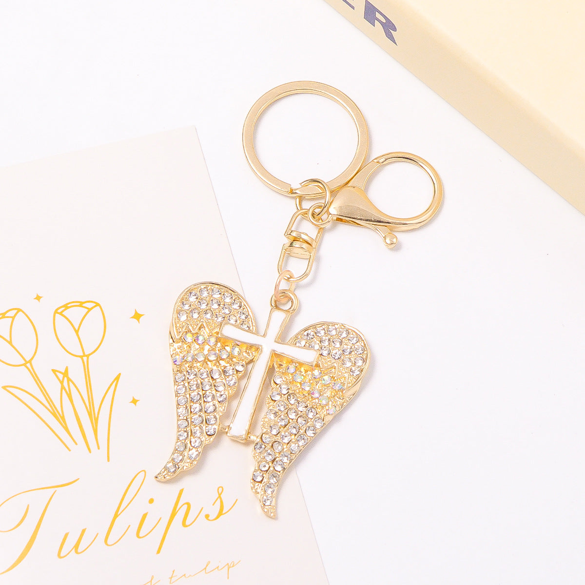 Wholesale Metal Wing Rhinestone Keychain Decorative Car Key Accessory Boutique Resale