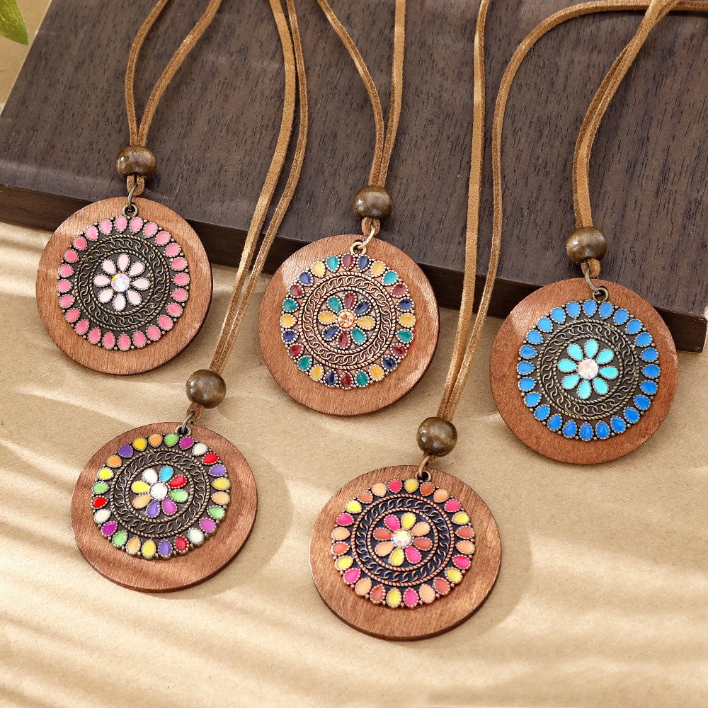 Wholesale Bohemian Geometric Colorful Drop Pendant Necklace Zinc Alloy Fashion Accessory for Travel Gift