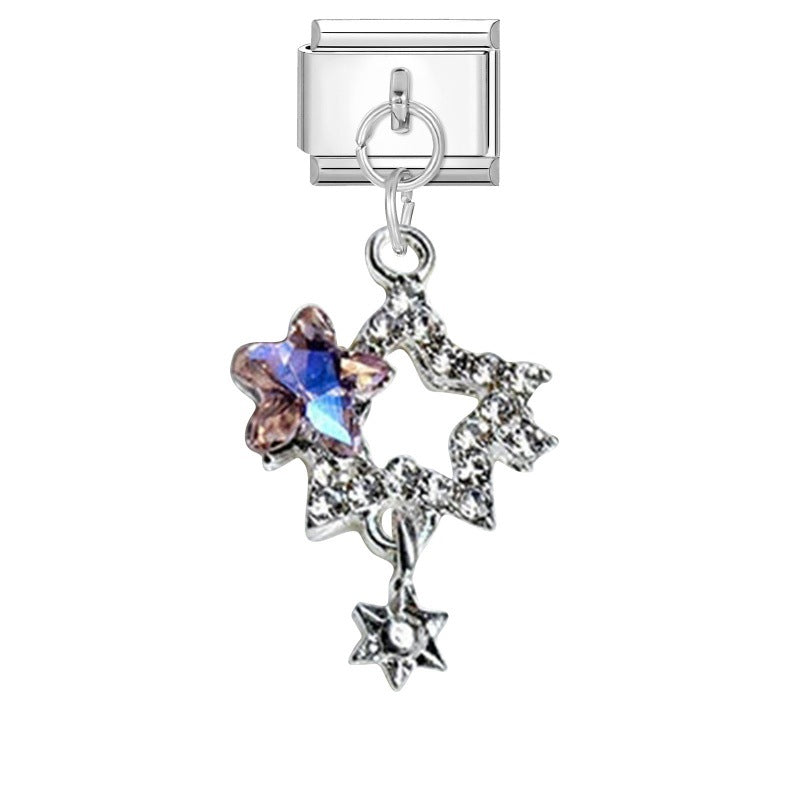 Wholesale Italian Charm Bracelet 9mm DIY Pink Purple   Creative Stainless Steel Composable Bracelet