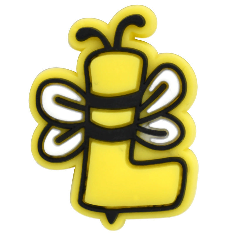 Wholesale Random 100pcs Small Bee PVC Soft Rubber Shoe Buckle Decoration ACC-SC-RYY055