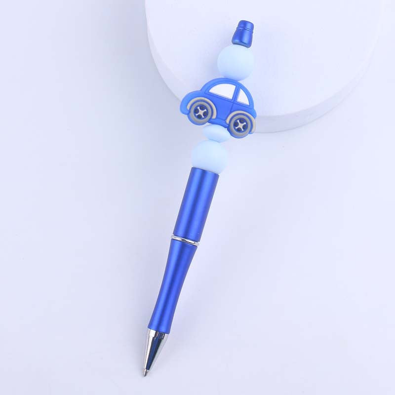 Wholesale  creative handmade cartoon car silicone color plastic beaded pen